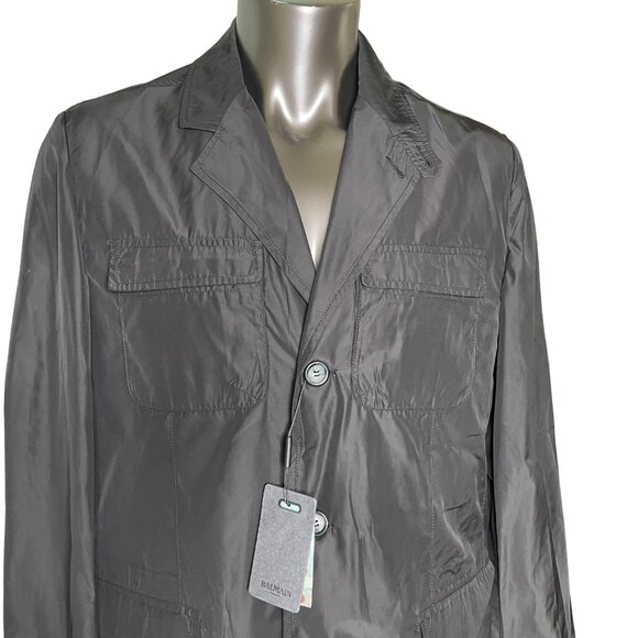 Mens Blazer Jacket Lightweight Waterproof Coat Black New with Tags Size Large  u - Picture 2 of 11